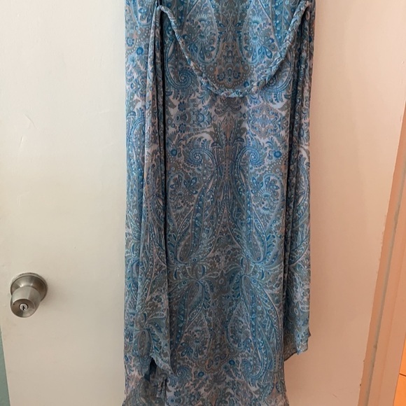 Ramy Brook Painsly printed Jolie midi sheer lined dress waist tie special event - Picture 4 of 9